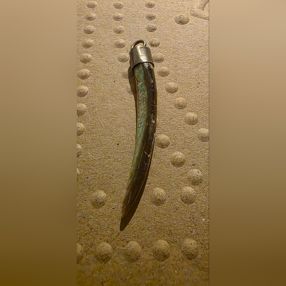 Vintage 1960s Alpaca & Abalone Tusk/Tooth Pendant - Unisex